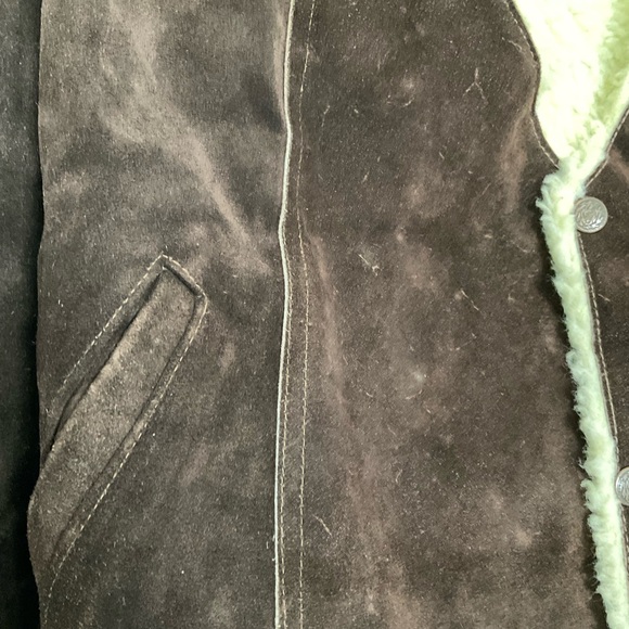 Mejia Mens Sz 48 Sherpa Lined Leather Snap Close Slash Pocket Western Brown Vest - Picture 7 of 8